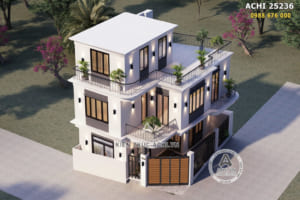 Mẫu thiết kế nhà 3 tầng đẹp hiện đại, đơn giản – Mã số: ACHI 25236