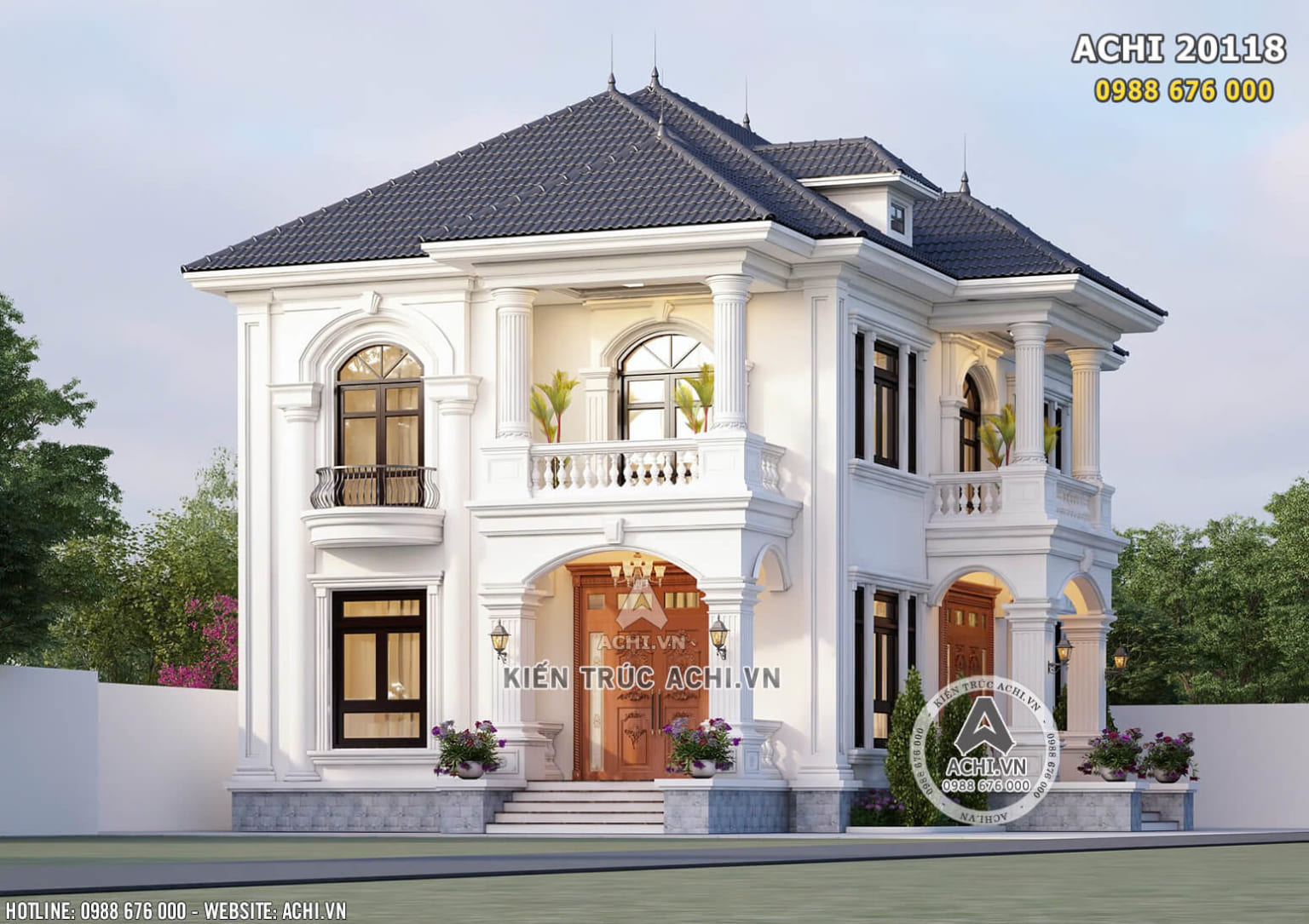 Nhà mái Nhật 2 tầng tân cổ điển đẹp 140m2 – Mã số: ACHI 20118