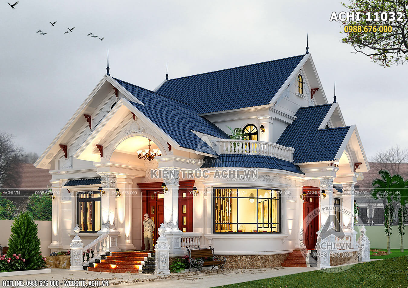 Mẫu thiết kế biệt thự mái Thái 1,5 tầng đẹp tại Hà Nội - Mã số: ACHI 11032
